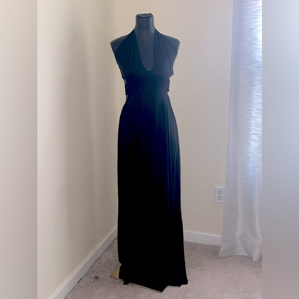 Sexy low back halter maxi dress